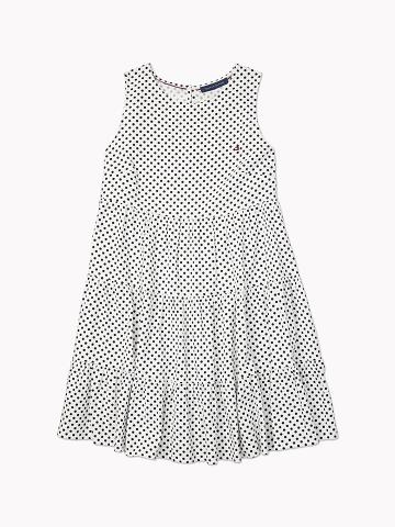 Női Tommy Hilfiger Tiered Dot Dresses Fehér Kék | HU 133PJJ